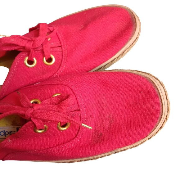 10 10N Vintage Women's Shoes 80's Red Canvas Espadrilles Sneakers Montgomery - Picture 8 of 10